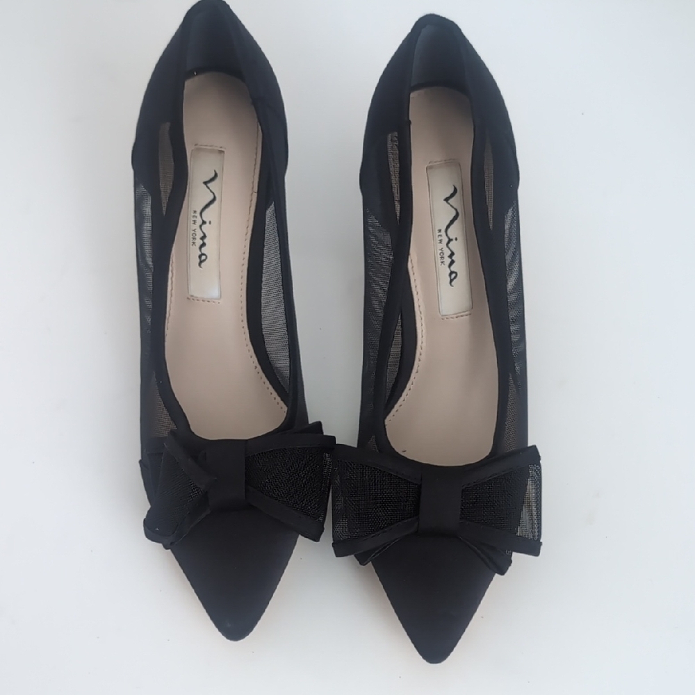 Nina Black Mesh Bow Women's Shoes